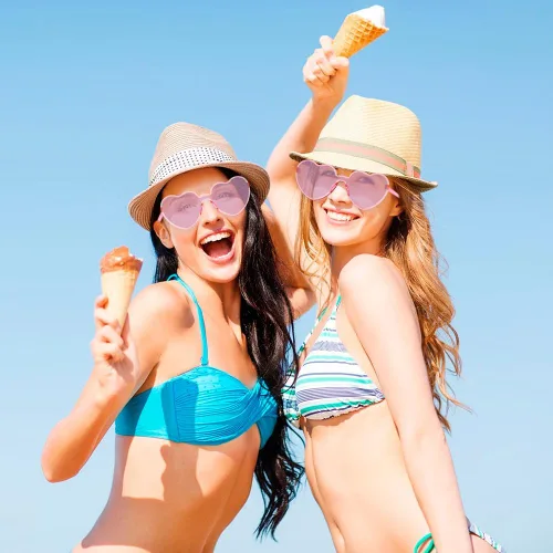 Vista 5 de Lentes de sol con forma de corazón para mujer, 2 pares de lentes de sol para mujer, regalos de despedida de soltera