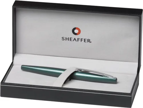 Vista 2 de Sheaffer Taranis - Pluma estilográfica de punta media, color verde bosque, borde cromado (E0944653-PB2)