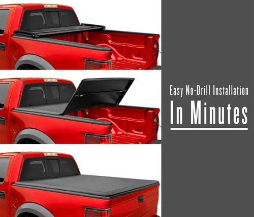 Vista 5 de MaxMate Cubierta Suave de Triple Pliegue para Cama de Camioneta Tonneau Compatible con Ford Ranger 2019-2023 Cama de 6' (73") TCF371067