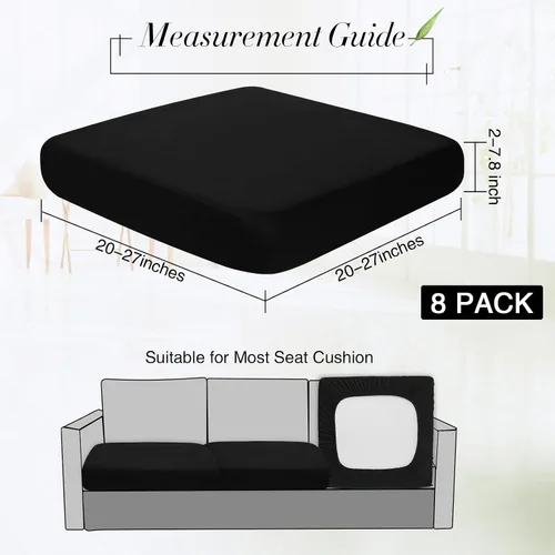 Vista 2 de Newwiee Funda de cojín, para cojín de asiento de sofá o sillón, 8 unidades, elástica, para sofá, muebles de patio y exteriores, de repuesto, suave