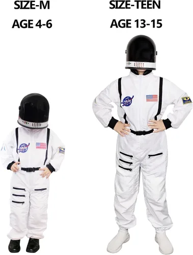 Vista 5 de Lulu Home Disfraz de astronauta para niños de Halloween con casco espacial S M L XL adolescente