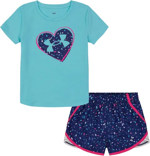Vista 34 de Under Armour Conjunto de camiseta y pantalones cortos de manga corta de 2 piezas para niña Soft Fabric for Everyday Comfort, Breathable, Lightweight