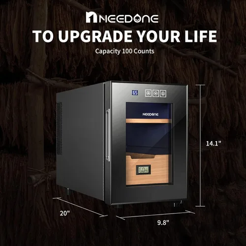 Vista 9 de NEEDONE Gabinete de 100 unidades con sistema de control de temperatura eléctrico de refrigeración, fabricado con estantes de madera de cedro español