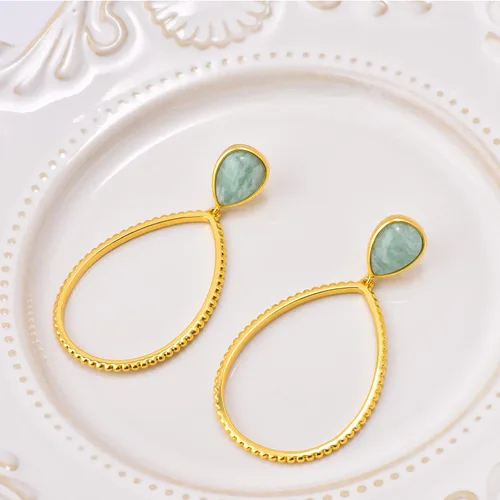 Vista 7 de G&GEMSJEW Gold Dangle Earrings for Women, 14K Gold Plated Gemstone Earrings