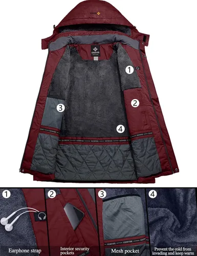 Vista 3 de GEMYSE - Chaqueta de esquí y nieve para mujer diseño impermeable y resistente al viento para invierno