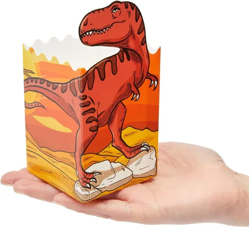 Vista 4 de BLUE PANDA Cajas de palomitas de maíz de dinosaurio, paquete de 60, multicolor, 4 diseños, cajas de palomitas de maíz a granel para suministros