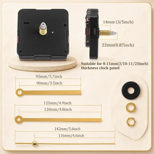 Vista 2 de Mudder Silence Quartz Clock Movement, 0.39 Inch Maximum Dial Thickness, 0.78 Inch Total Shaft Length (Gold)