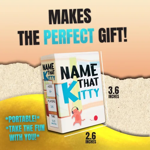 Vista 6 de Name that Kitty - Divertido juego de gatos para niños que es ideal para la noche de juegos en familia Juguete con temática de gato de 100 cartas