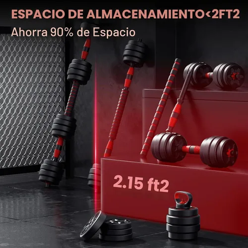 Vista 8 de KEY2FUN Mancuernas ajustables, juego de pesas libres de 22/33/44/66/88 libras con conector, juego de pesas 4 en 1 utilizado como pesas rusas, barra