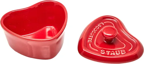 Vista 2 de Staub Mini Cocotte Corazón Cerámica con Tapa, Rojo Cereza