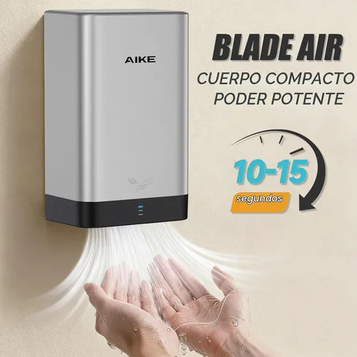 Vista 2 de AIKE Secador de manos compacto para baño, policarbonato ABS 110V plata Plateado