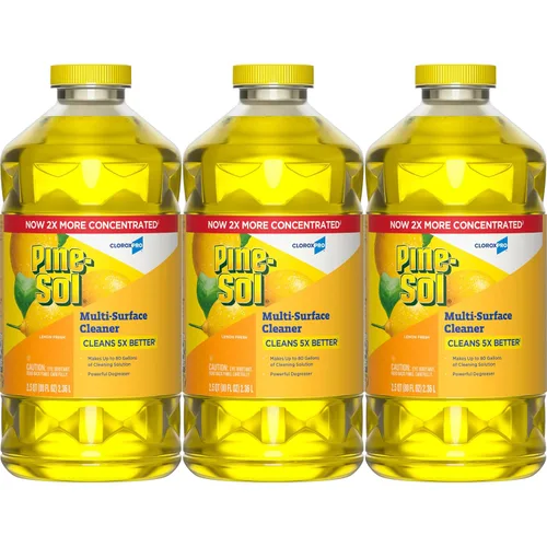 Vista 13 de Pine-Sol Limpiador multisuperficie, CloroxPro, fórmula concentrada 2x, limón fresco, 80 onzas líquidas