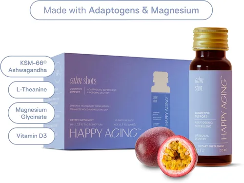 Vista 3 de Happy Aging Soporte de cortisol para mujeres, alivio del estrés y claridad mental con Ashwagandha, L-teanina, L-tirosina, sulfato de magnesio