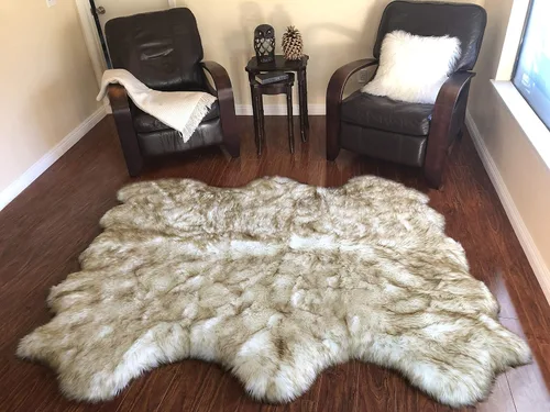 Vista 41 de LAMBZY Alfombra de piel de oveja auténtica, parte inferior gruesa y fuerte, fácilmente lavable, resistente a las manchas, perfecta para sala