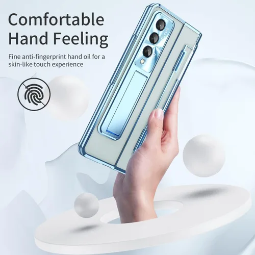 Vista 7 de Funda transparente para Samsung Galaxy Z Fold 3 con soporte para bolígrafo S y bolígrafo, diseño de una pieza con protector de bisagra Protector