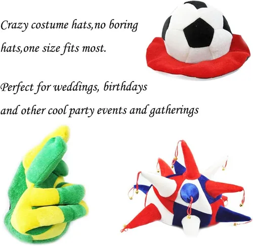 Vista 3 de Divertidos sombreros de fiesta divertidos para adultos, paquete de 6 – Sombreros de disfraz novedosos surtidos para suministros de fiesta