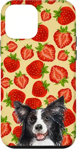 Vista 12 de iPhone 15 Border Collie Dog Red Cut Fresas Fruta Crema Patrón Caso
