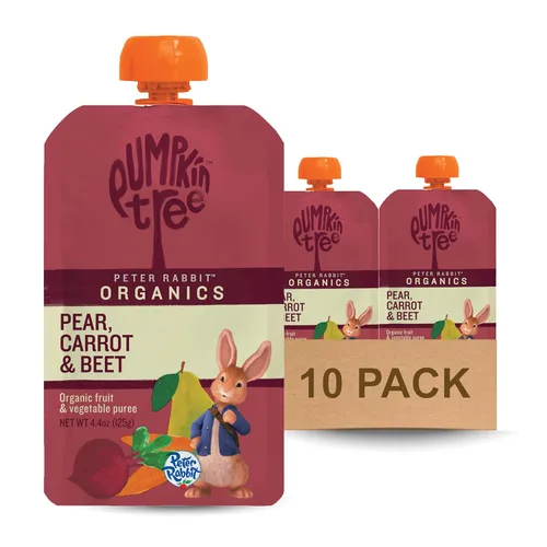 Vista 11 de Pumpkin Tree Peter Rabbit Organics, aperitivo de fruta 100% puro orgánico de manzana y uva, 4 onzas (Paquete de 10)