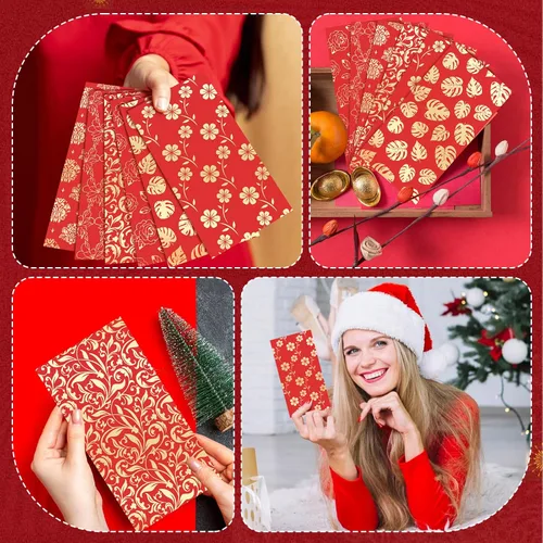 Vista 6 de 66 sobres rojos de Año Nuevo chino Hong Bao – 6 sobres de dinero de diseño para festival de primavera del año lunar, cumpleaños, fiesta de boda