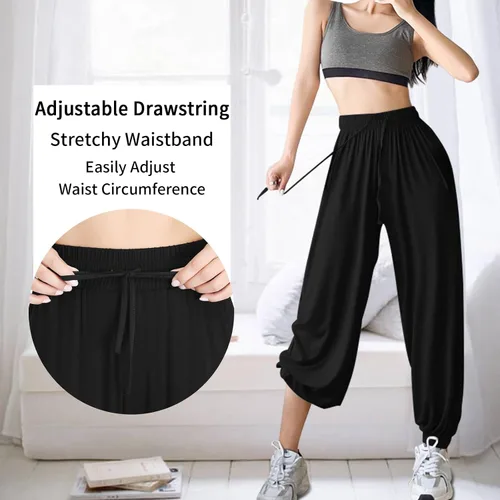 Vista 2 de ASIMOON Pantalones deportivos para mujer con bolsillos, ligeros, holgados, casuales, cómodos, elásticos, para yoga, correr, entrenamiento, descanso