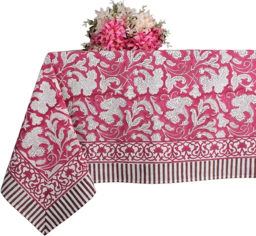 Vista 48 de Ridhi Mantel rectangular con estampado de bloque de mano verde espárragos Espárragos Verde Gadd