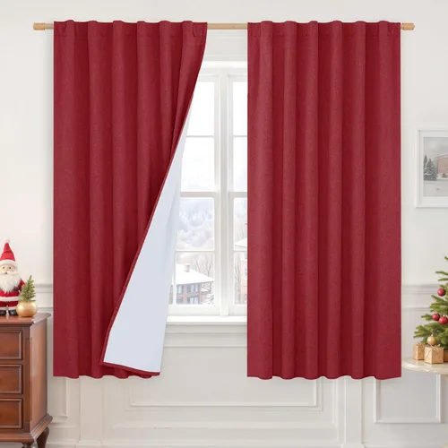 Vista 122 de LAMIT Cortinas opacas cortas de lino de 30 pulgadas para ventanas de cocina sobre el fregadero, cortinas de café texturizadas de lino marfil