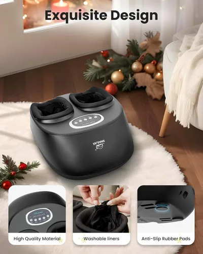 Vista 4 de Snailax - Máquina masajeadora de pies Shiatsu con calor relajante, amasado profundo, compresión de aire, mejora la circulación sanguínea