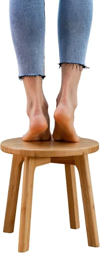 Vista 11 de GOBAM Taburete de bambú de 7.3 pulgadas, taburete resistente para adultos, taburete para niños, taburete de madera portátil para cocina, baño
