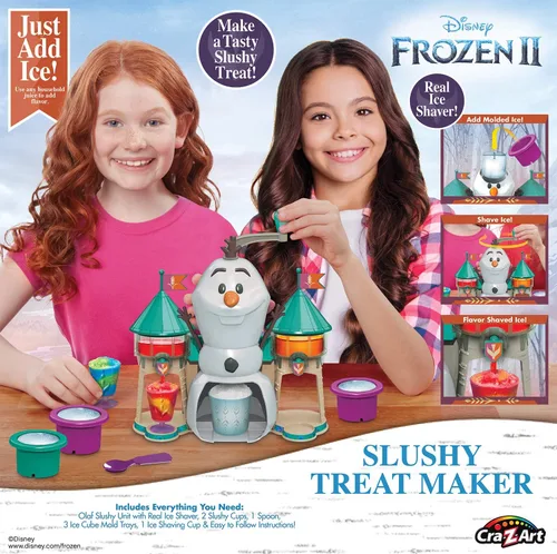 Vista 2 de Disney Frozen II Slushy Treat Maker incluye unidad de granizado, máquina de afeitar de hielo, moldes para cubitos de hielo, cubo de hielo, taza