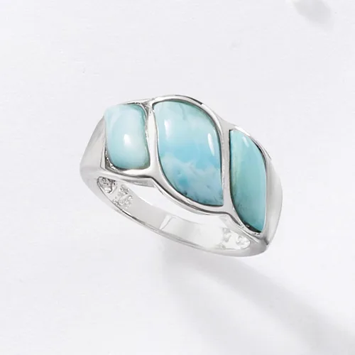 Vista 5 de Ross-Simons Anillo Larimar Wave en Plata de Ley