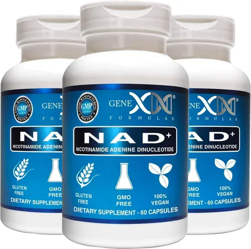 Vista 10 de Genex Formulas NAD+ 250mg porción 60 cápsulas de nicotinamida adenina dinucleótido (NAD+ real no es un precursor) (1)