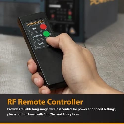 Vista 6 de POWERTEC Sistema de filtración de aire controlado a distancia de 3 velocidades para carpintería (300/350/400 CFM), filtro de aire colgante