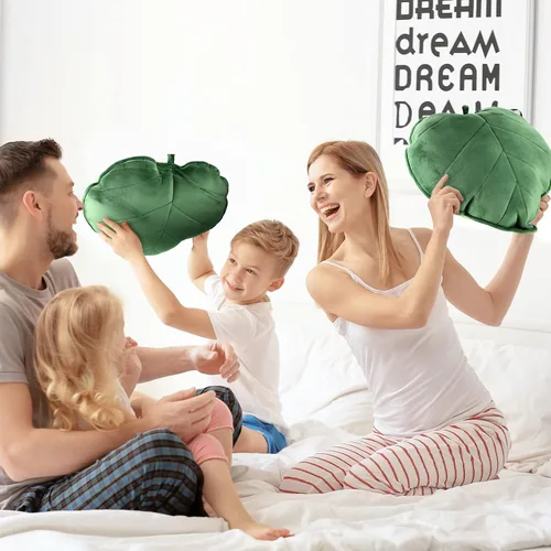 Vista 6 de Yookeer 2 piezas de almohadas en forma de hoja 3D con hojas de planta decorativas para sofá, sala de estar, dormitorio, sofá, decoración del hogar