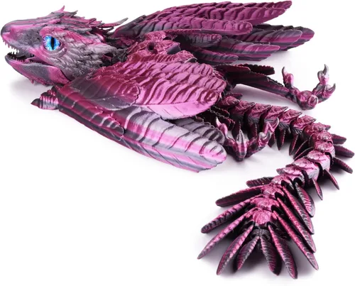 Vista 10 de Guwewu Wyvern Emplumado, Dragón Fidget Articulado Impreso en 3D - Azurewing