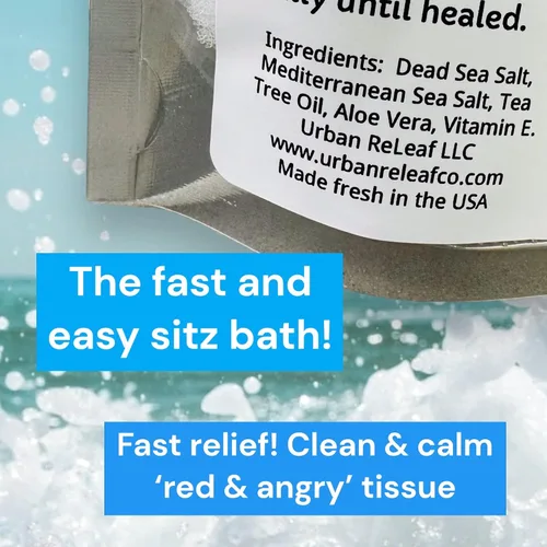 Vista 3 de Urban ReLeaf - Baño trasero de 6 onzas, bolsa de baño de Sitz Sea Salt Soak Hemorroides, fisuras y puntadas, ayuda a picar y ardor, limpiar
