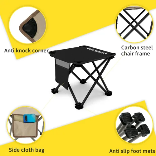 Vista 6 de Whitsunday Taburete plegable, taburete plegable portátil de 12.6 pulgadas para camping, pesca, senderismo, jardinería y playa, color negro, 1 unidad