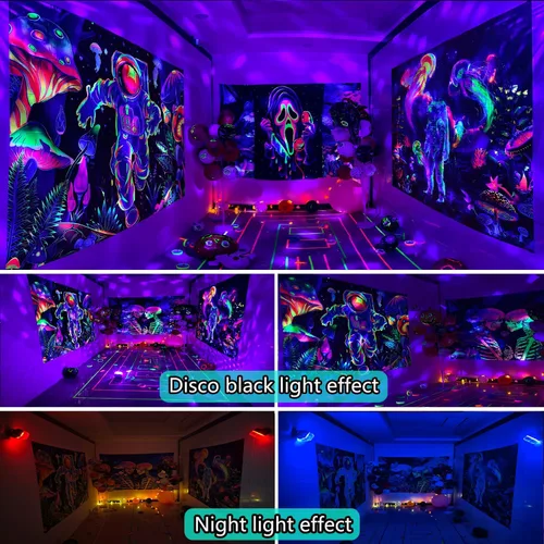 Vista 5 de Luces de fiesta de discoteca 2 en 1 con luz negra, luz de bola de discoteca UV de 10 W con luz estroboscópica activada por sonido, luces de fiesta