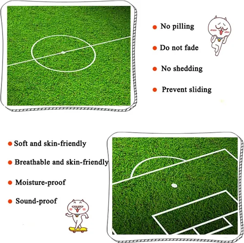 Vista 8 de Alfombra de fútbol para niños, alfombra de fútbol con parte trasera de goma antideslizante para dormitorio de niños, sala de juegos, sala de estar