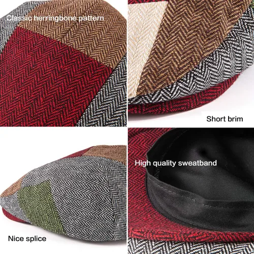 Vista 6 de Hombres Ivy Gatsby Newsboy Cap - Classic Wool Blend Tweed Flat Cap Cabbie Hat Hombres