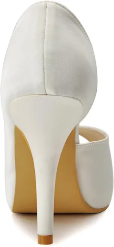 Vista 8 de ElegantPark Zapatos de Boda para Novia de Tacón Alto con Plataforma Zapatos de Novia con Pedrería Tacones para Boda Zapatillas de Mujer de Satén