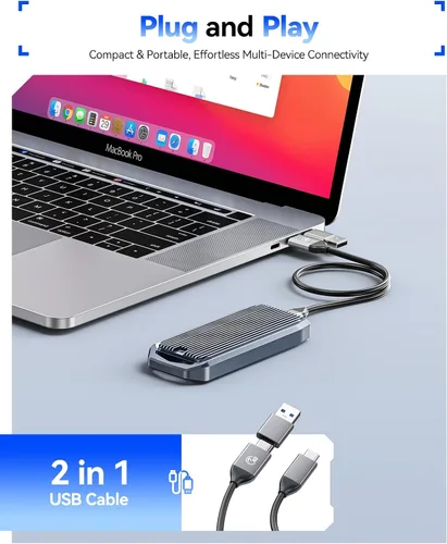 Vista 6 de ORICO Carcasa para SSD M.2 USB4 de 40 Gbps, soporta SSD M.2 NVMe de hasta 8 TB, funda de aleación de aluminio con aletas, cable USB-C a USB-A y C 2