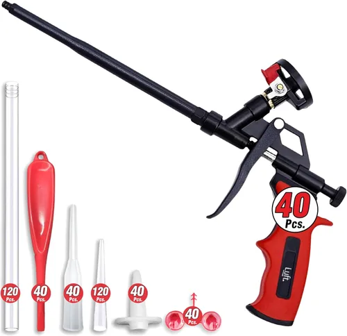 Vista 15 de Luft - Pistola de espuma expandible profesional (1 pistola aislante + 9 extensores), aplicador aislante de poliuretano, pistola de espuma