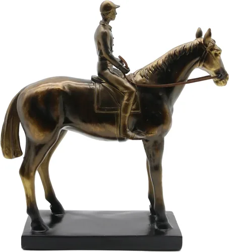 Vista 6 de Lukitas Estatuas y esculturas de jinete de caballos, figura de carreras de caballos, decoración del hogar, regalo ecuestre para amantes