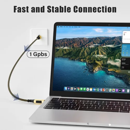 Vista 3 de Cable USB C a Ethernet de 0.5 pies, cable USB 3.0 tipo C a RJ45, FTP, cable de red LAN de Internet blindado de 1 Gbps, Thunderbolt 3/4 compatible