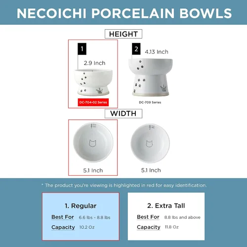 Vista 8 de Necoichi Raised Tazón de agua para gatos elevado