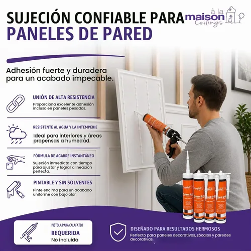 Vista 7 de À LA MAISON CEILINGS Adhesivo blanco Instant Grab – Panel de pared para azulejos de techo y adhesivo de moldura de corona, pegamento resistente al
