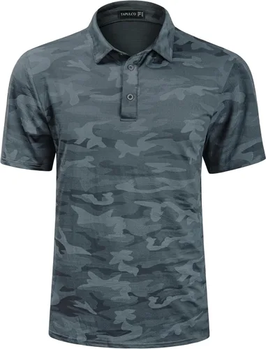 Vista 34 de TAPULCO Camisetas tipo polo de secado rápido para hombre, diseño de camuflaje, atléticas, ligeras, transpirables, casuales, para golf