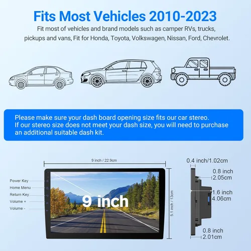 Vista 6 de Haudio Estéreo de auto con Android de 9 pulgadas, doble Din, CarPlay inalámbrico y Android Auto, pantalla táctil universal estéreo para automóvil