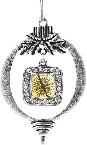 Vista 43 de Inspired Silver - Bon Voyage Cruise Ship Charm Ornamento – Adornos navideños cuadrados de plata con joyas de circonita cúbica