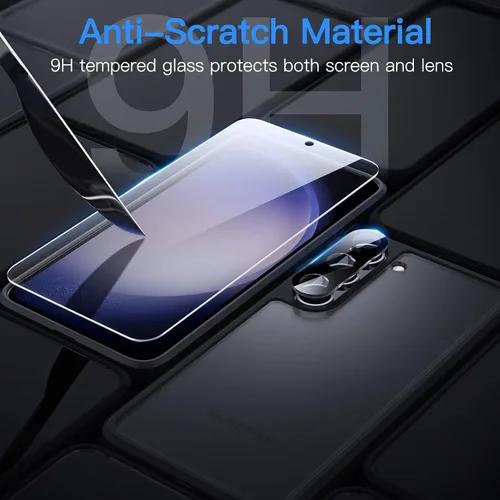 Vista 5 de JETech Funda 5 en 1 mate para Samsung Galaxy S23, color negro 2 Tempered Glass Screen Protectors, 2 Camera Lens Protectors, Translucent Back